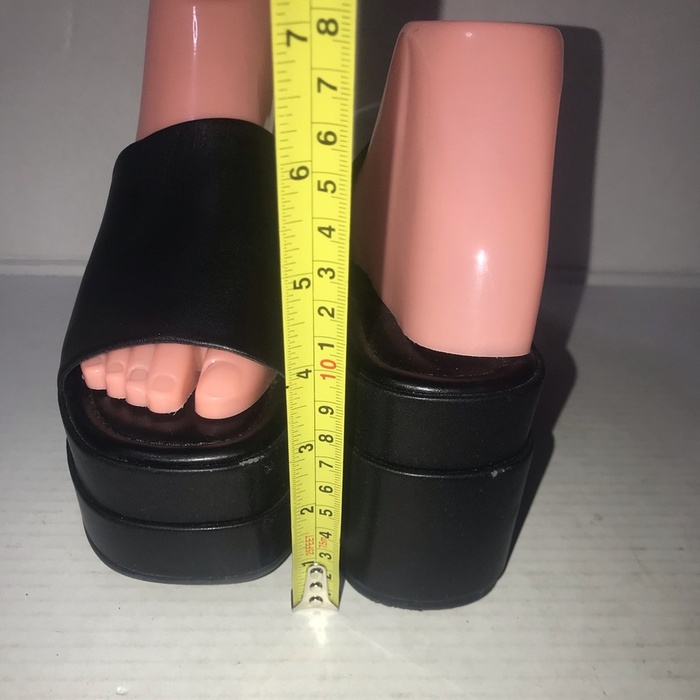 Steve Madden Black Leather Moveable Platform Sandals Sz 6.5 - Picture 6 of 11